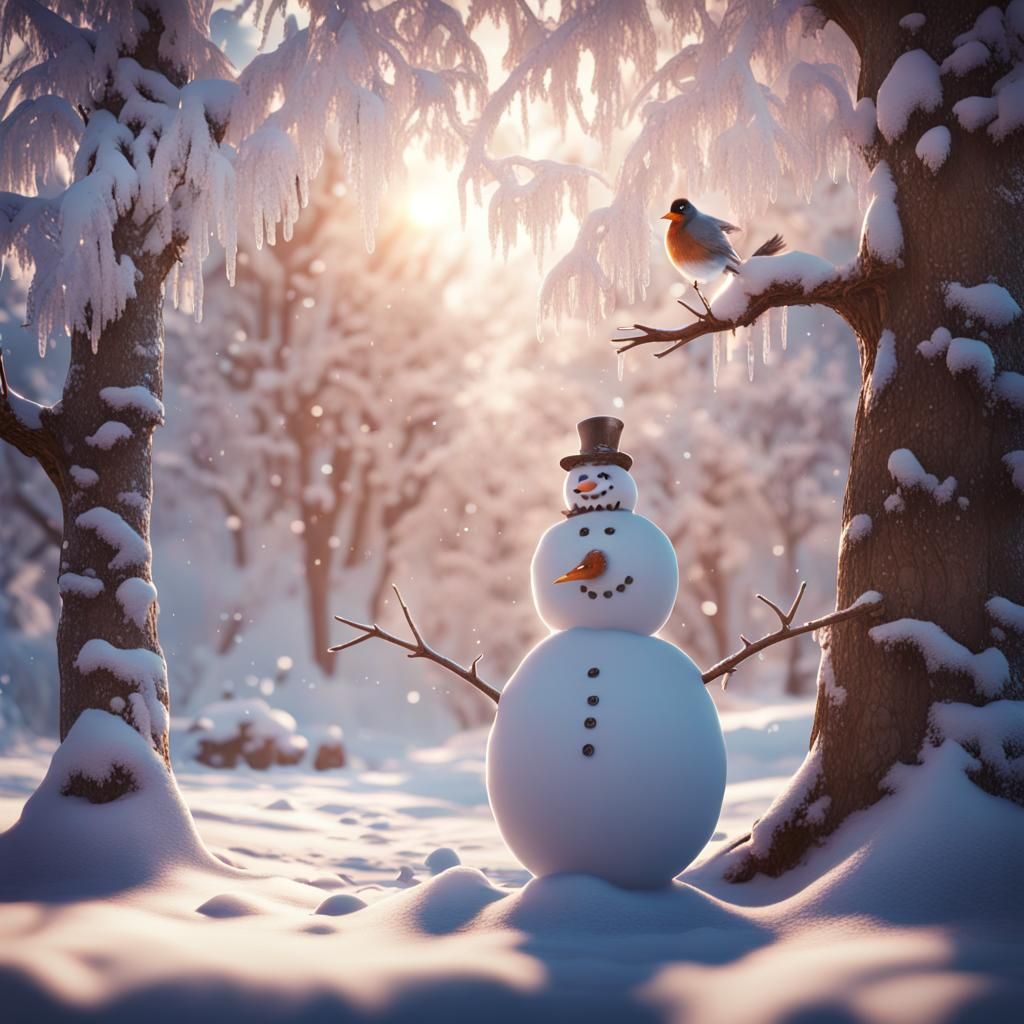 Snowman Snowball Fight in Winter Wonderland