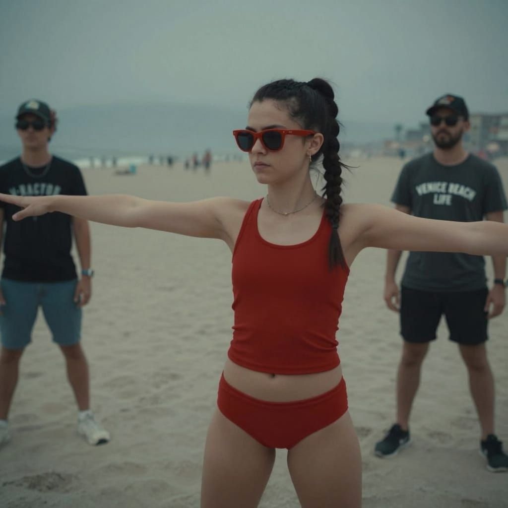 Punk Girl Lifeguard Training Venice Beach Cinematic Film Sti...