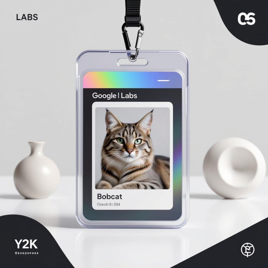 Y2K Techwear Google LABS ID Badge with Bobcat Photo
