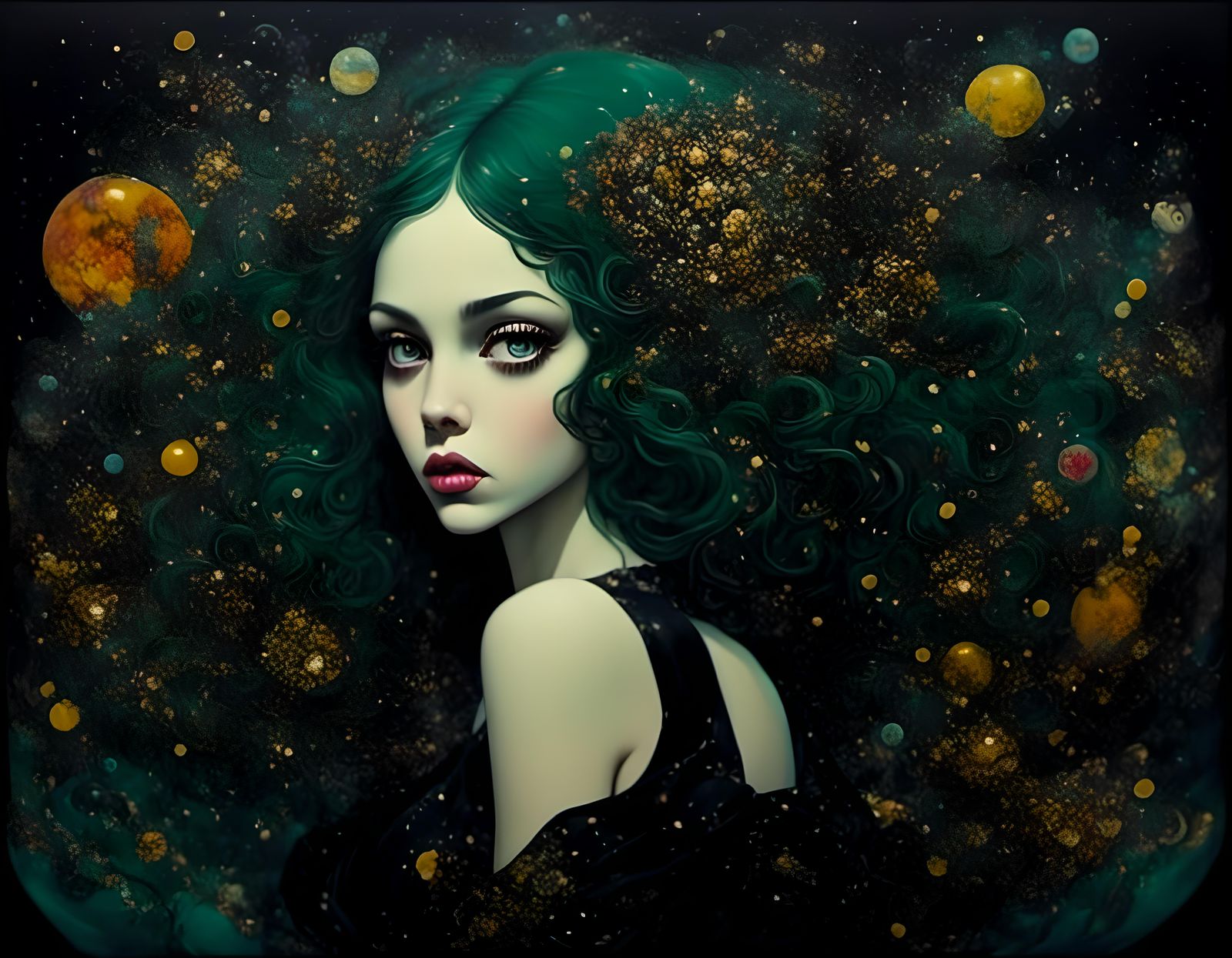 Surreal Psychedelic Scene in Alcohol Ink Style