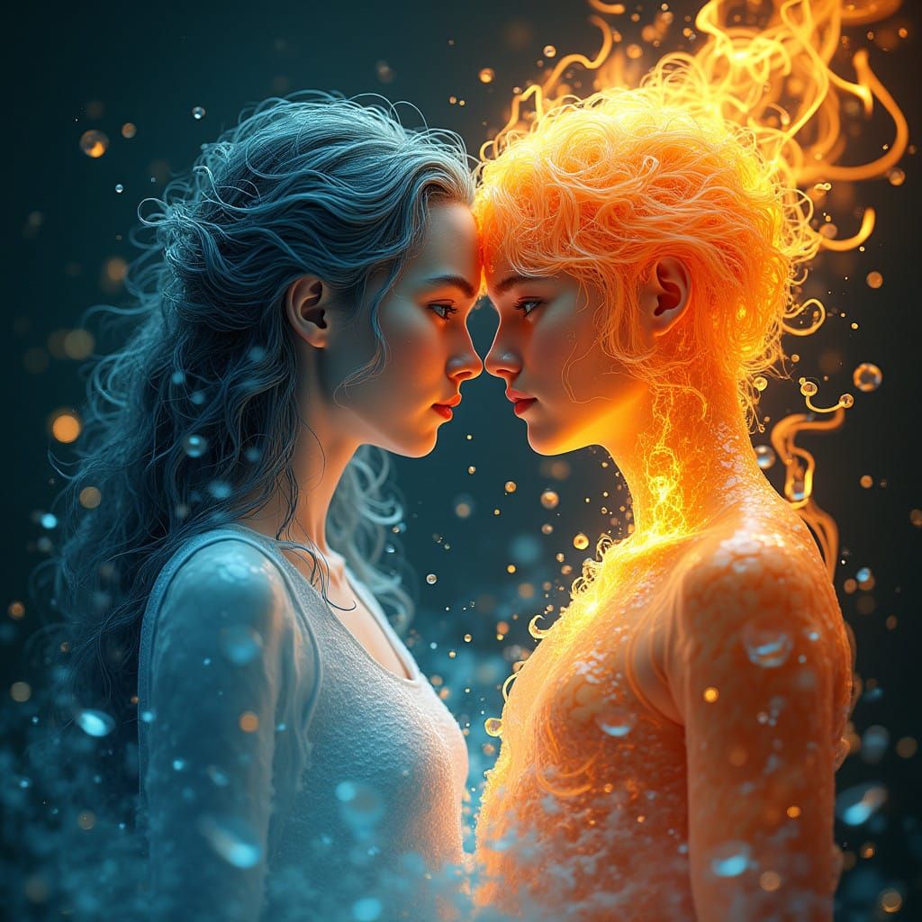 Watergirl and Fireboy in Dreamy, Art Nouveau-Inspired Portra...