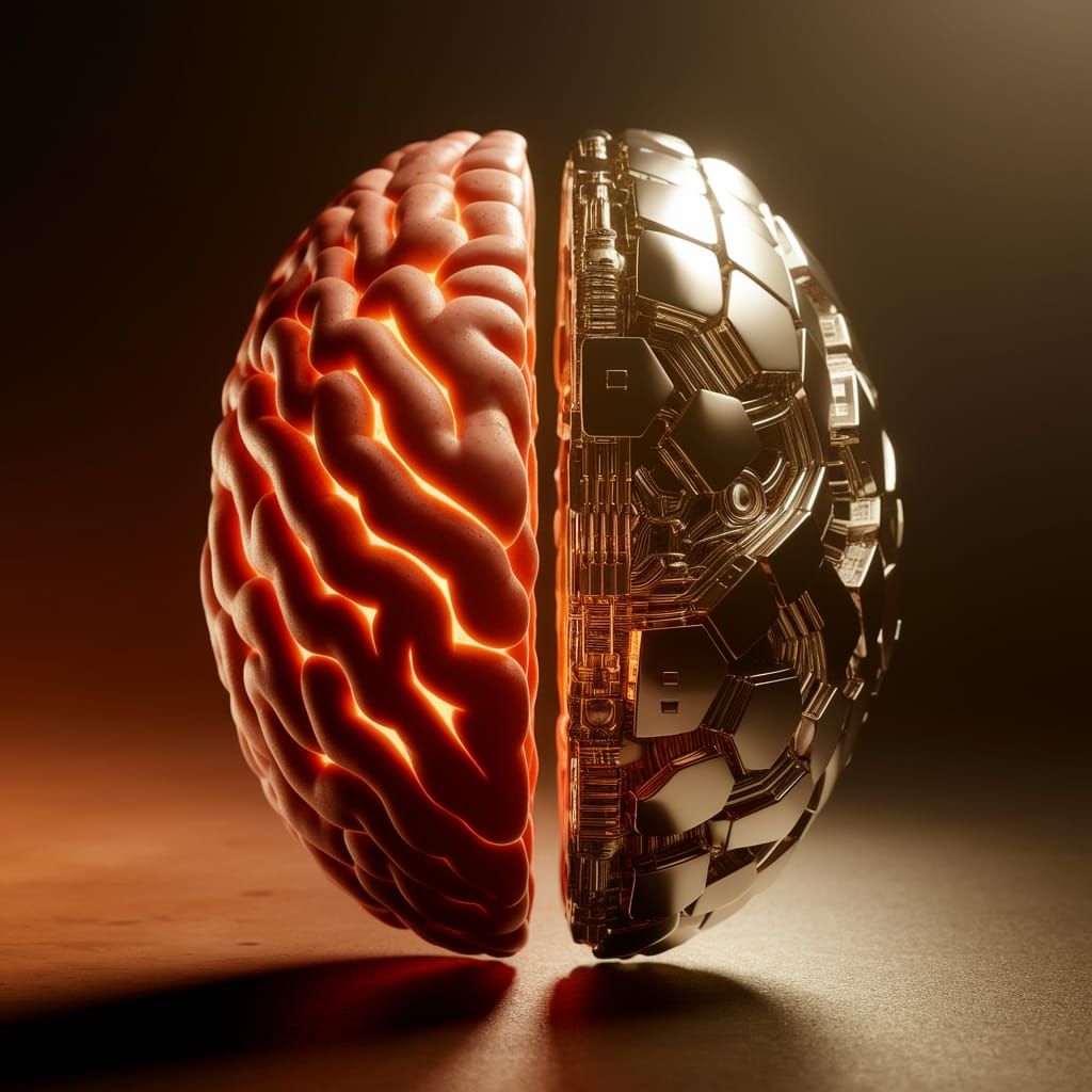 Split Brain: Organic vs. Robotic in Cyberpunk Style