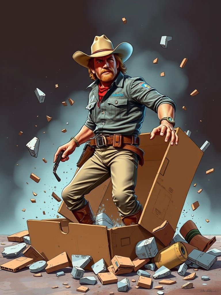 Chuck Norris Texas Ranger Action Figure Blows Up Out of Shat...