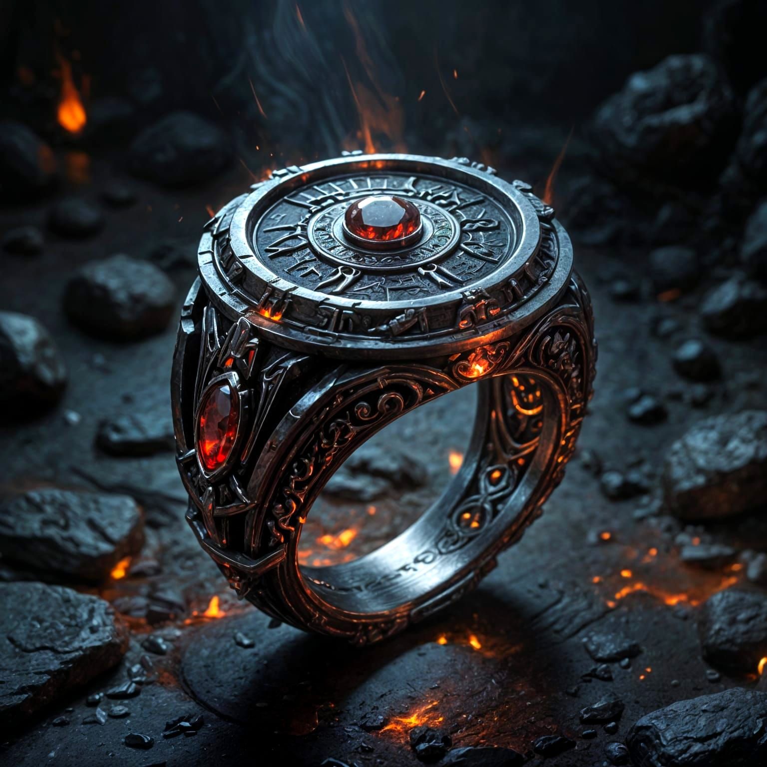 Warrior's Ruby Fire Ring: Spell Storing with Fiery Gem
