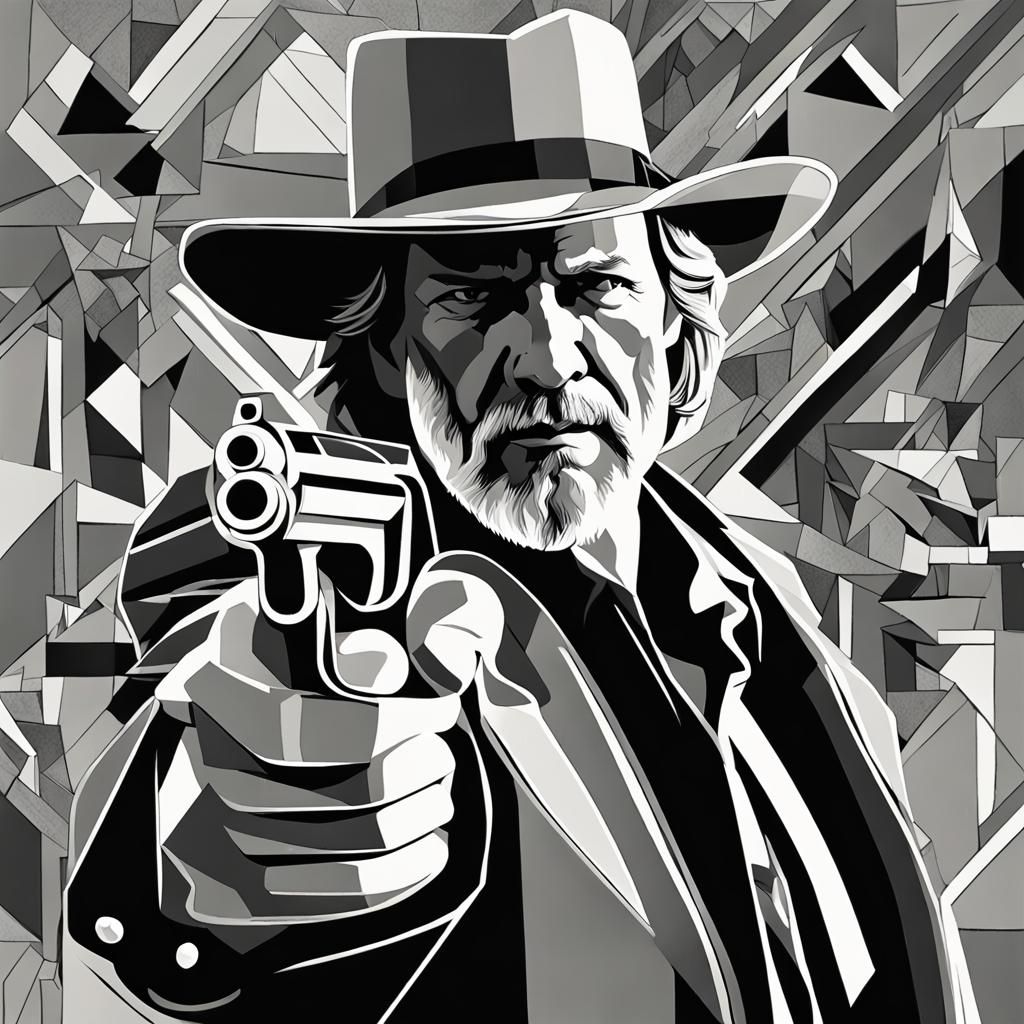 Jeff Bridges Revolver in Cubist Art Deco Style