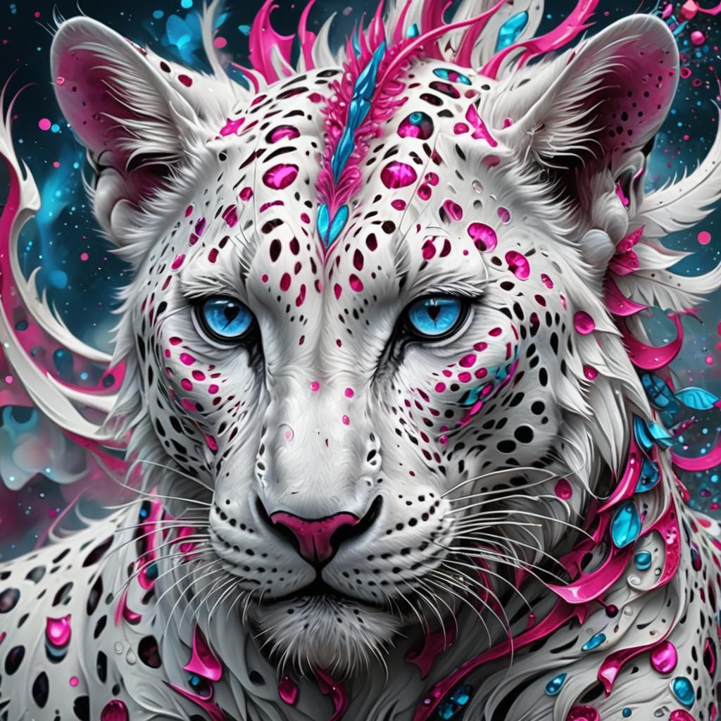 Leopard Dragon Hybrid in Surreal Fractal Art Style