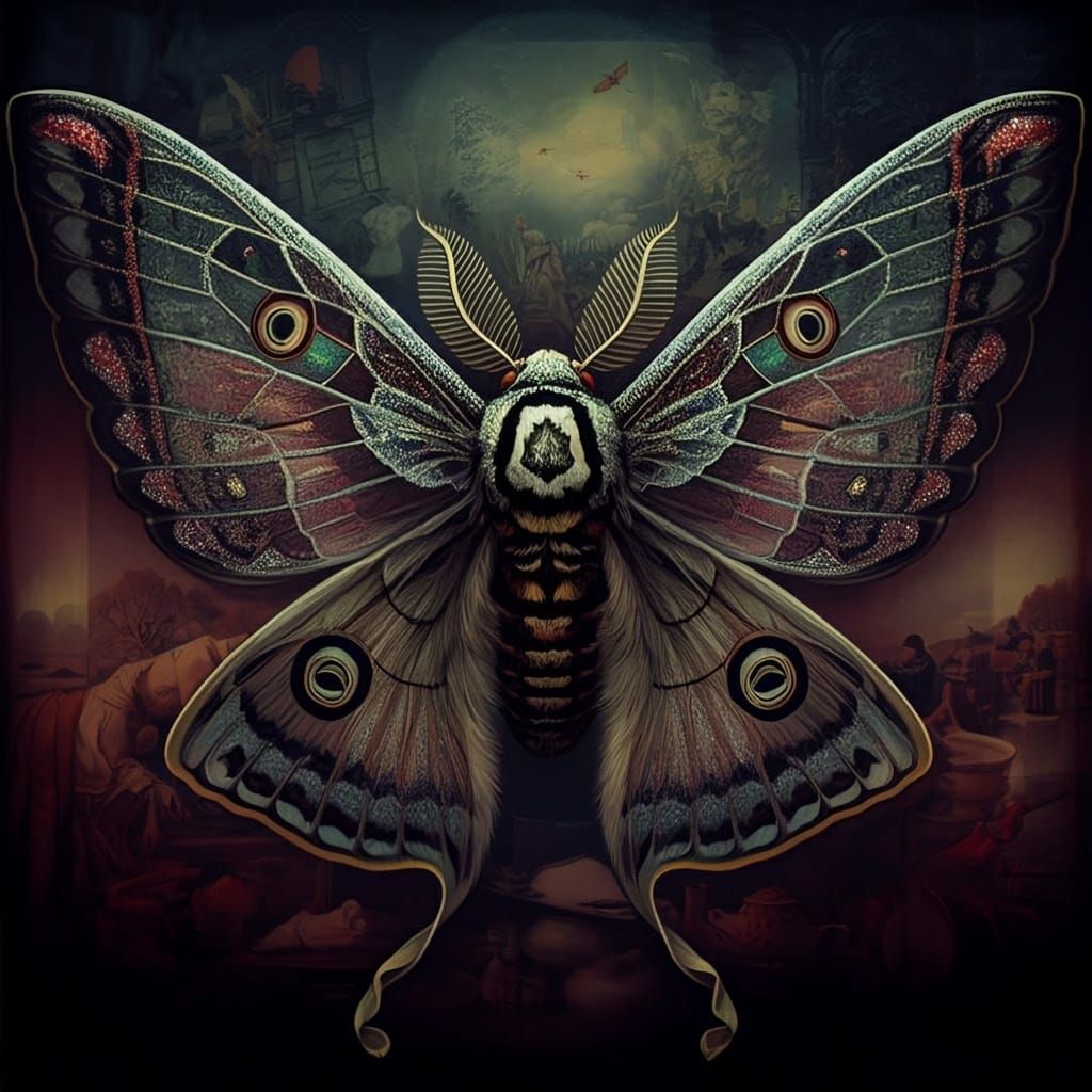 Whimsical Christmas Moth Unfolds in Vibrant Holiday Dreamsca...