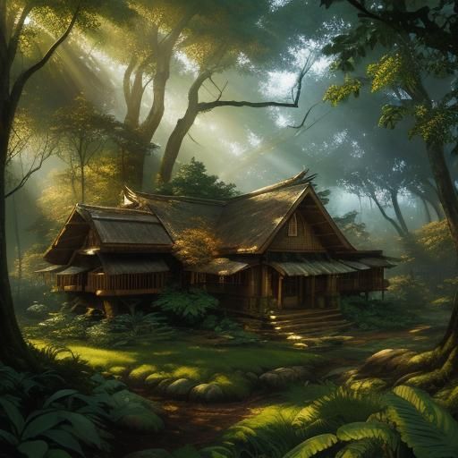 Forest Village Shines: Comic Book Illustration