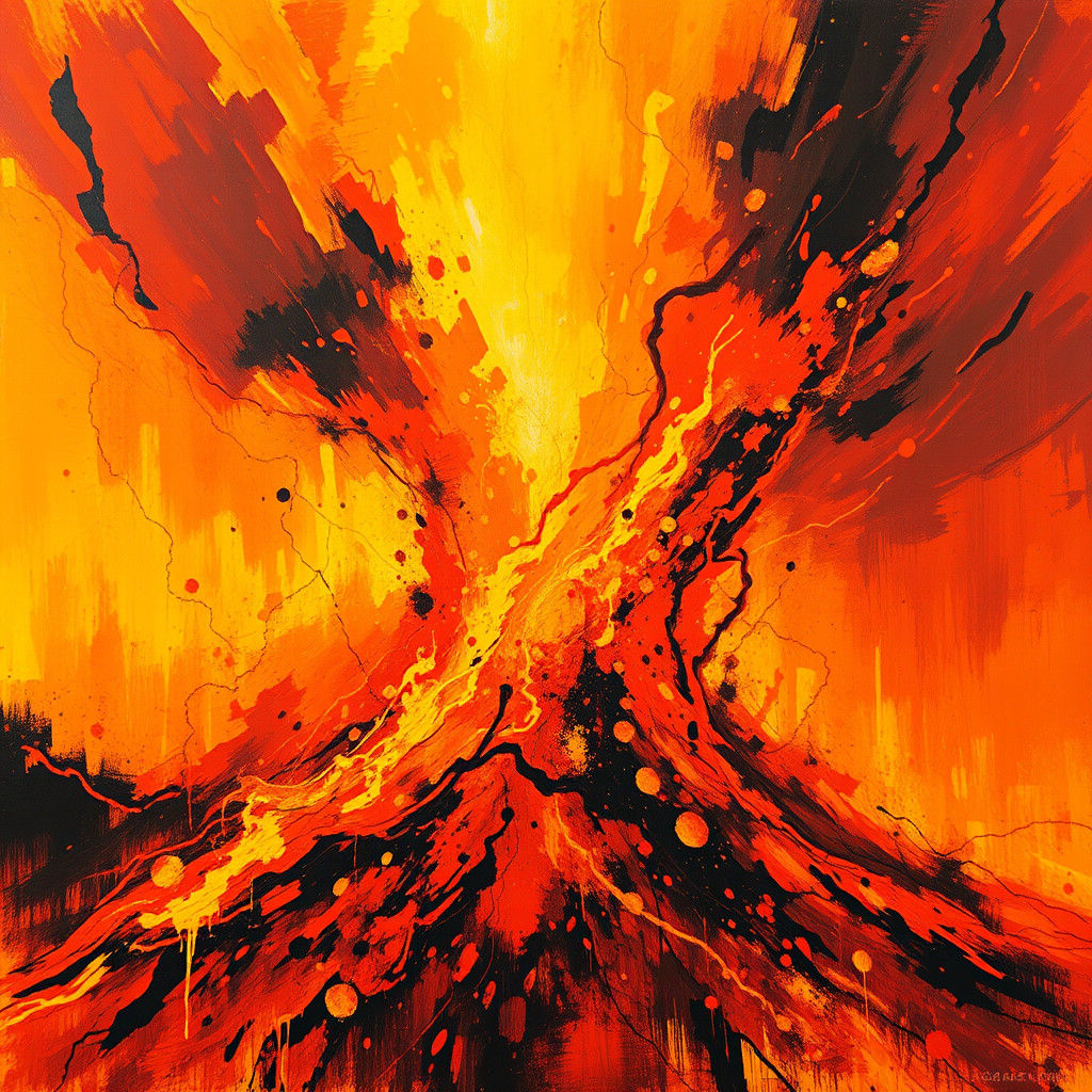 Abstract Inferno Explosion in Expressionist Style
