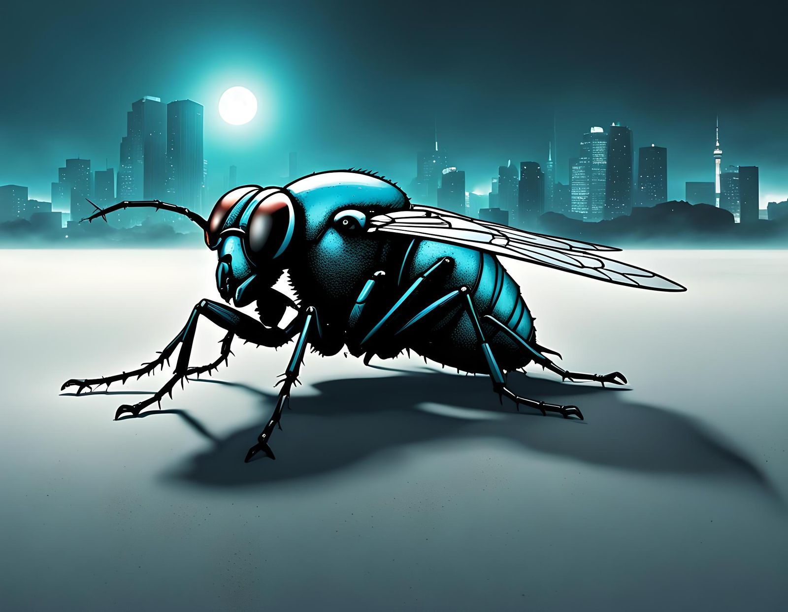 Ethereal Lunarpunk Fly on Person in Building