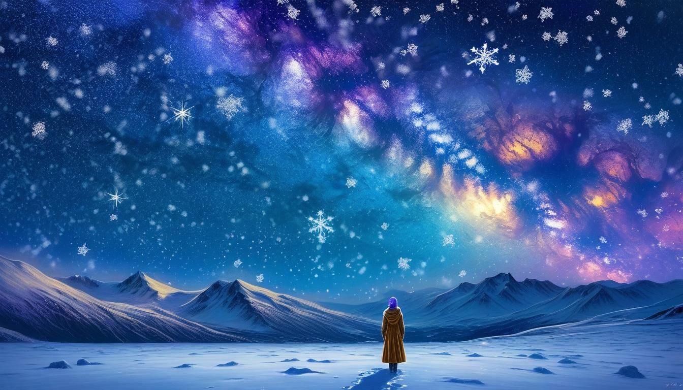 Snow Girl in Snowy Landscape Oil Painting