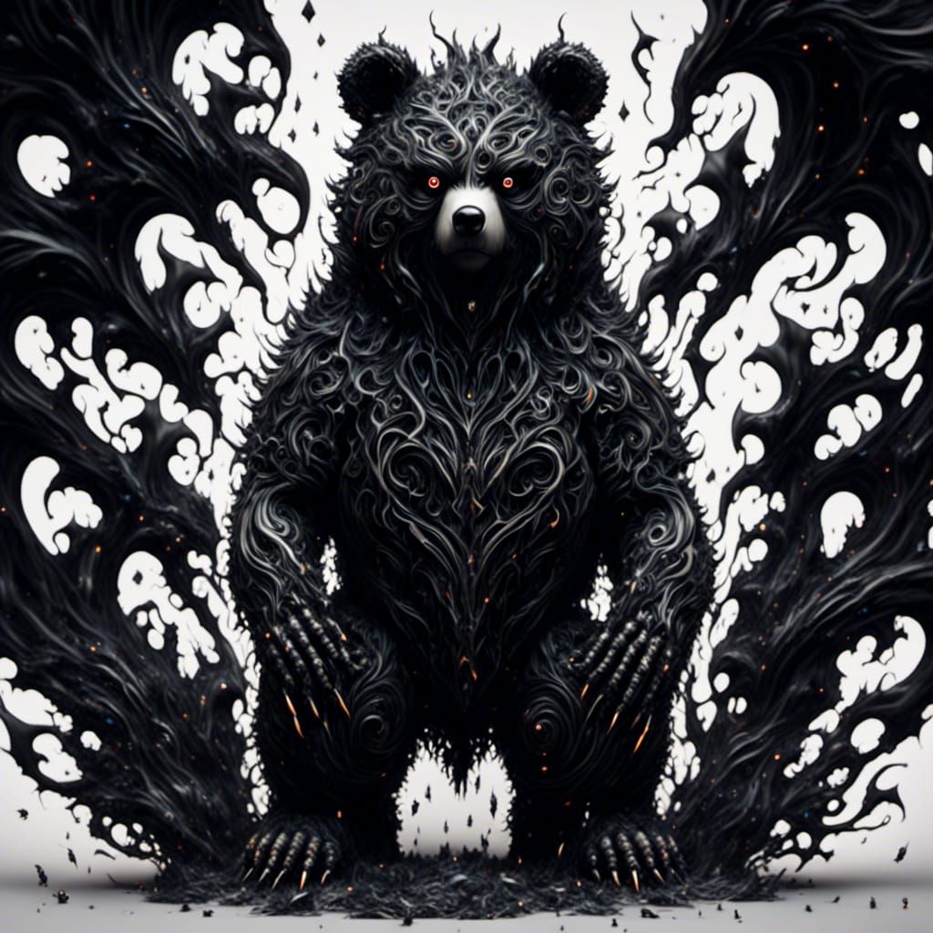 Gothic Dire Teddy Bear in Dark Surrealism