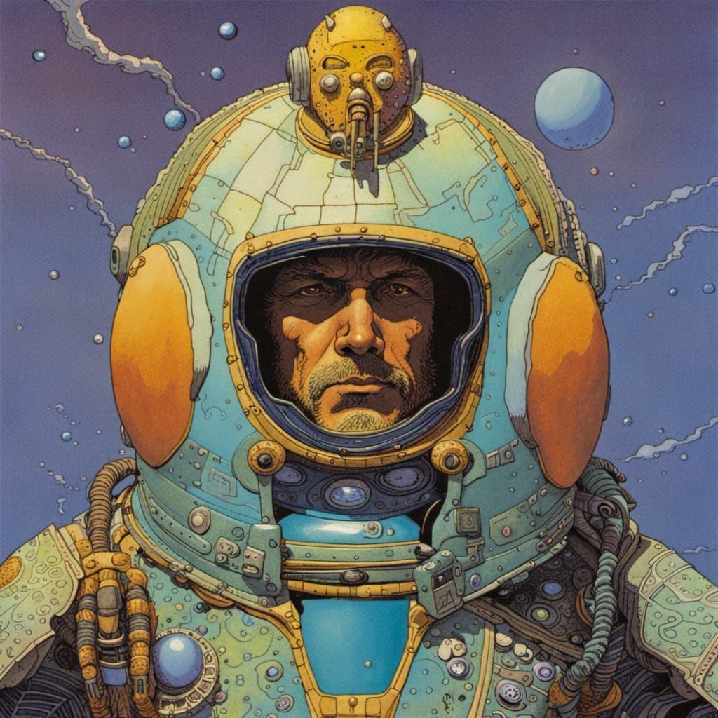 Punk-Rock Astronaut Portrait in Detailed Matte Painting Styl...