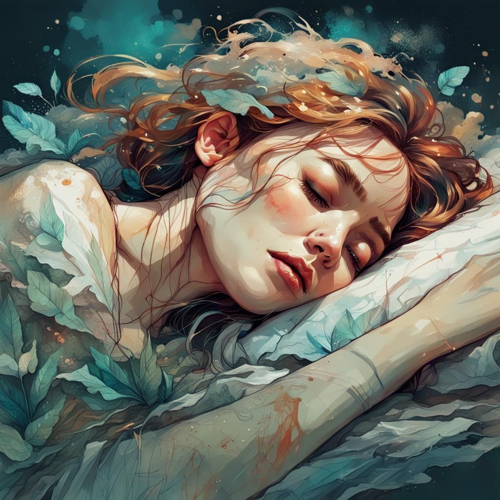 Detailed Splash Art of Sleeping Person in 8k