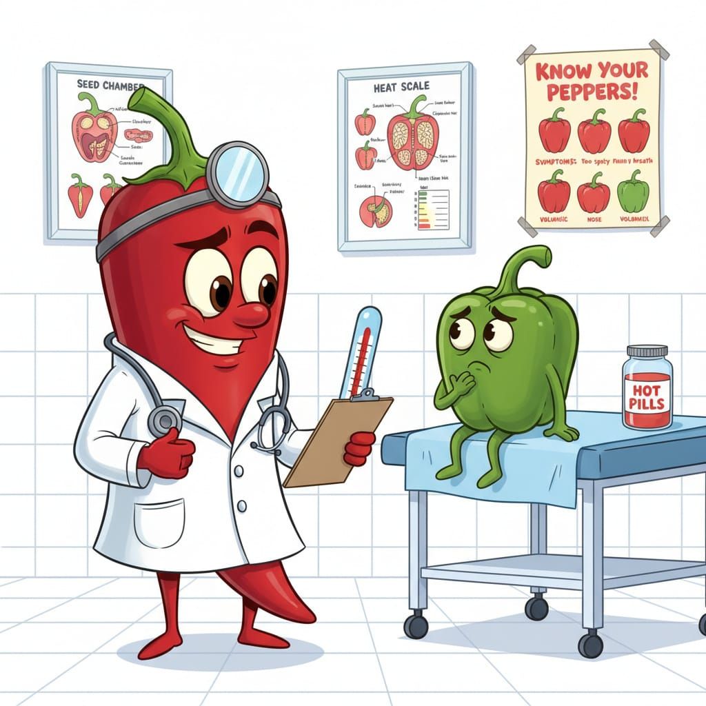 Dr. Pepper Chili Pepper Doctor in Cartoon Realism Style