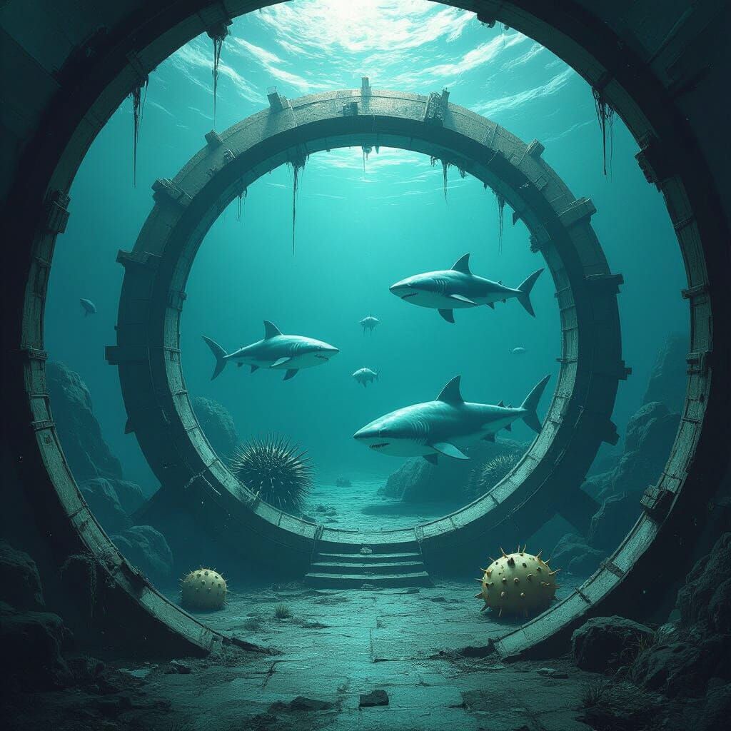 Dark Fantasy Ocean Arena with Dystopian Menagerie