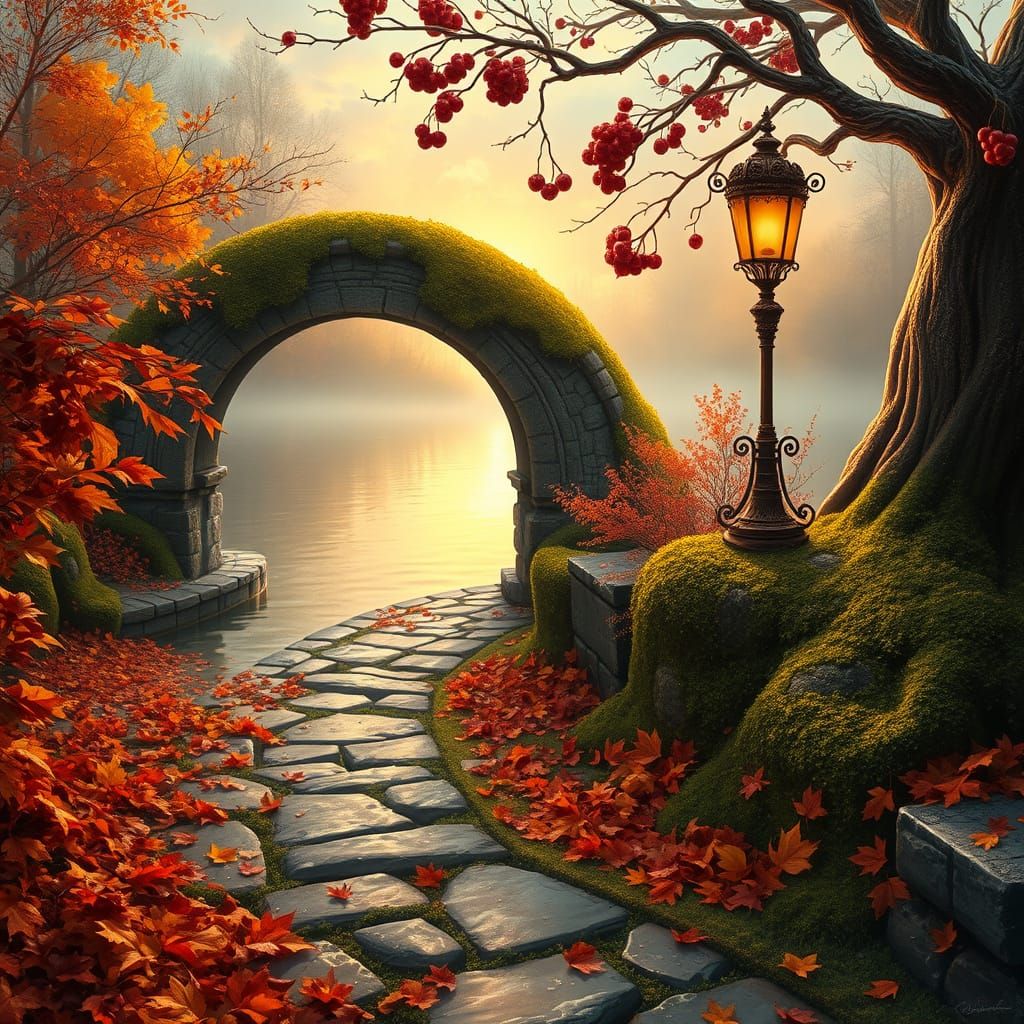 Surreal Autumn Landscape in Ethereal Digital Painting Style
