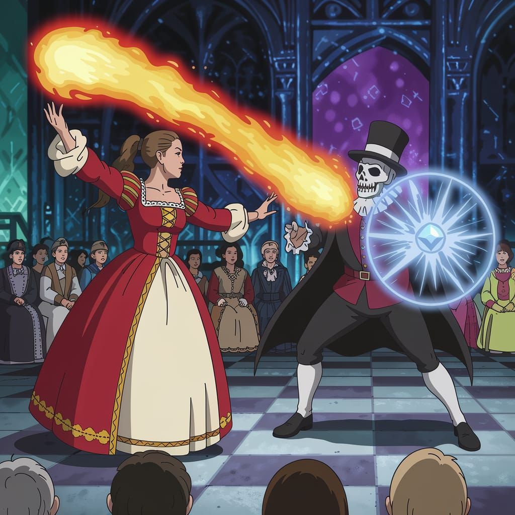 Sorceress and Magician Engage in Epic Fantasy Duel