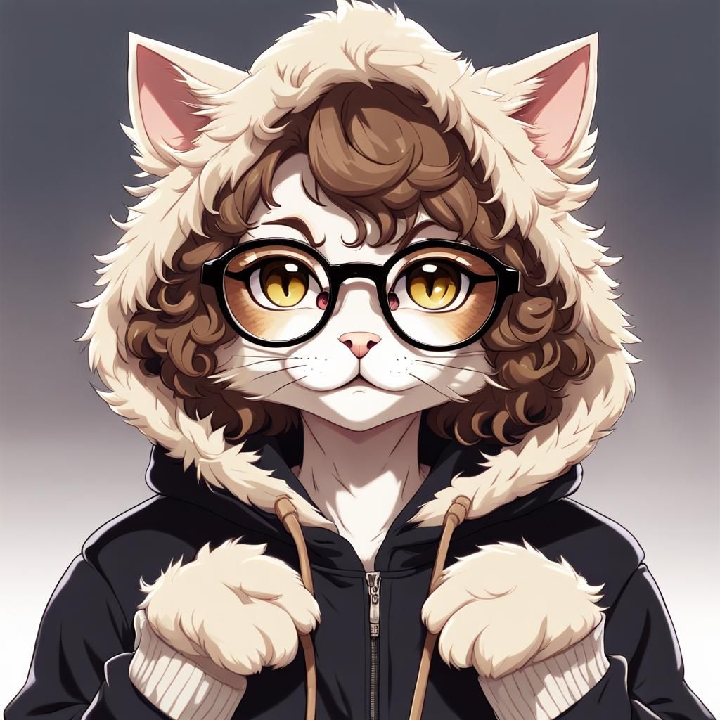 Non-Binary Feline in Anime Style