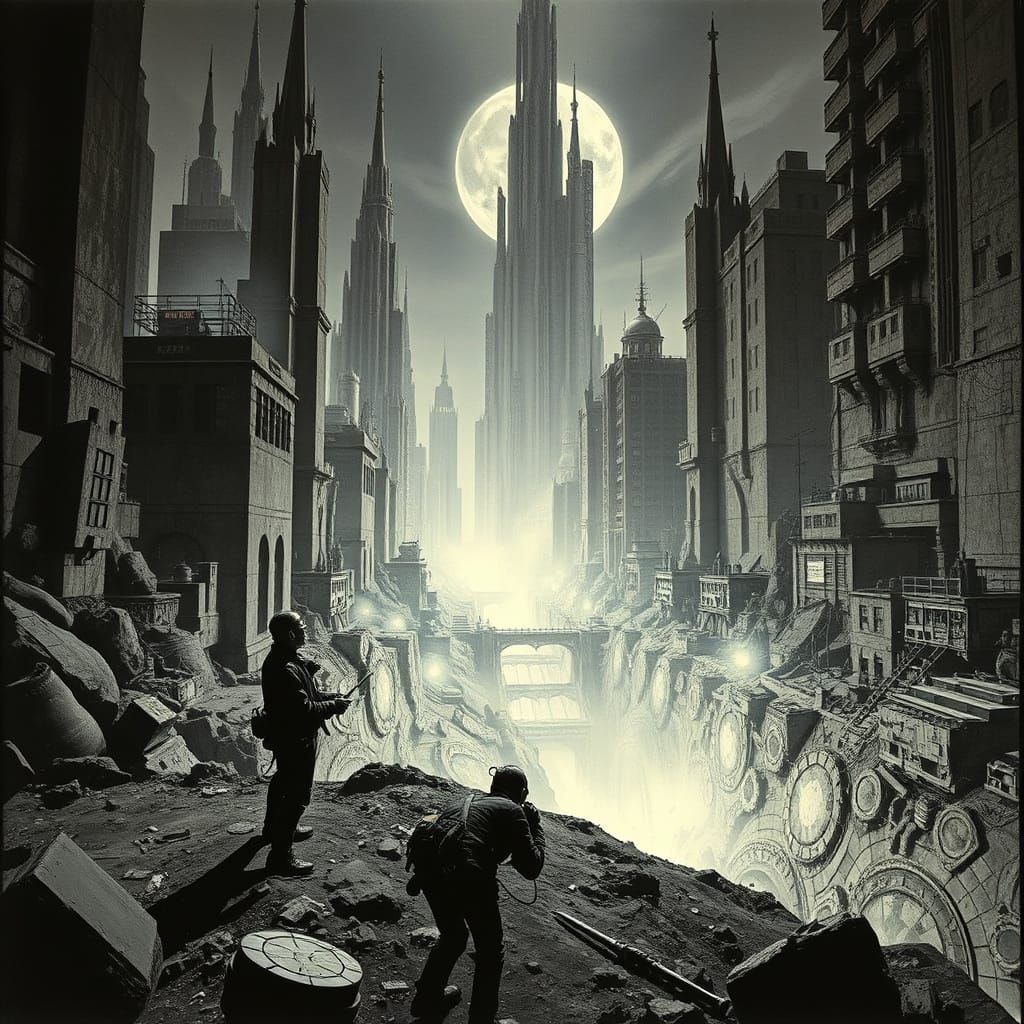 Lost city archival footage, amateur archaeology team urban e...