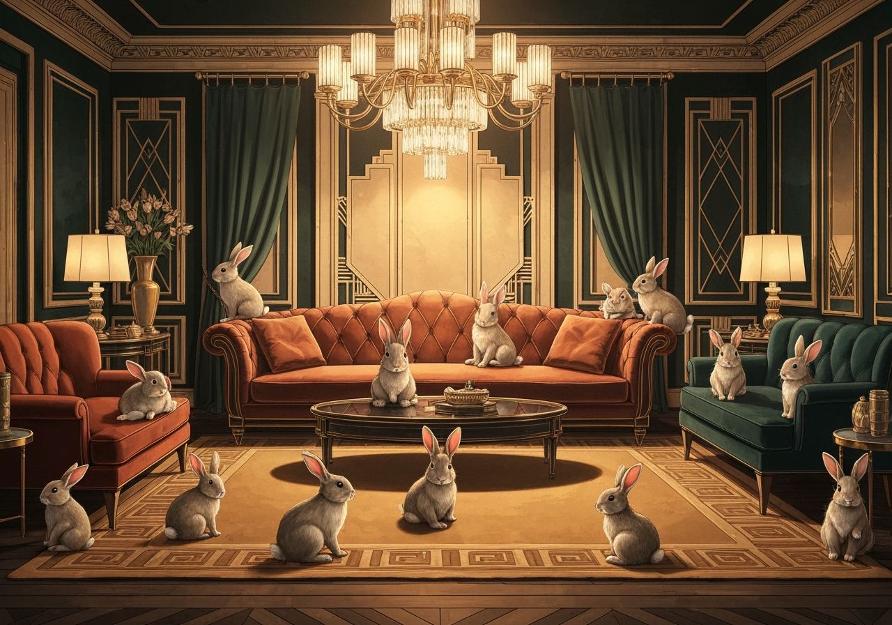 Rabbits in Luxurious Art Deco Living Room