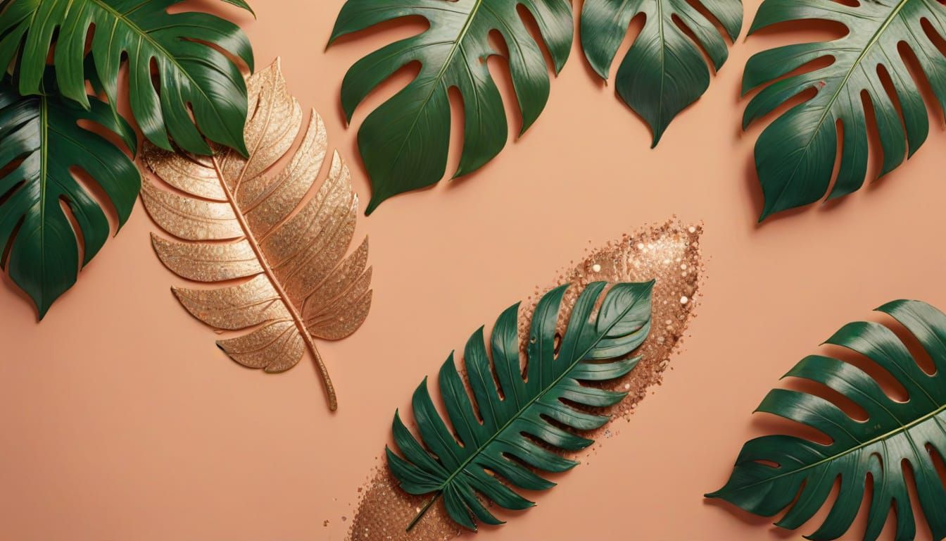 Vibrant Eyeshadow Palette With Tropical Leaves