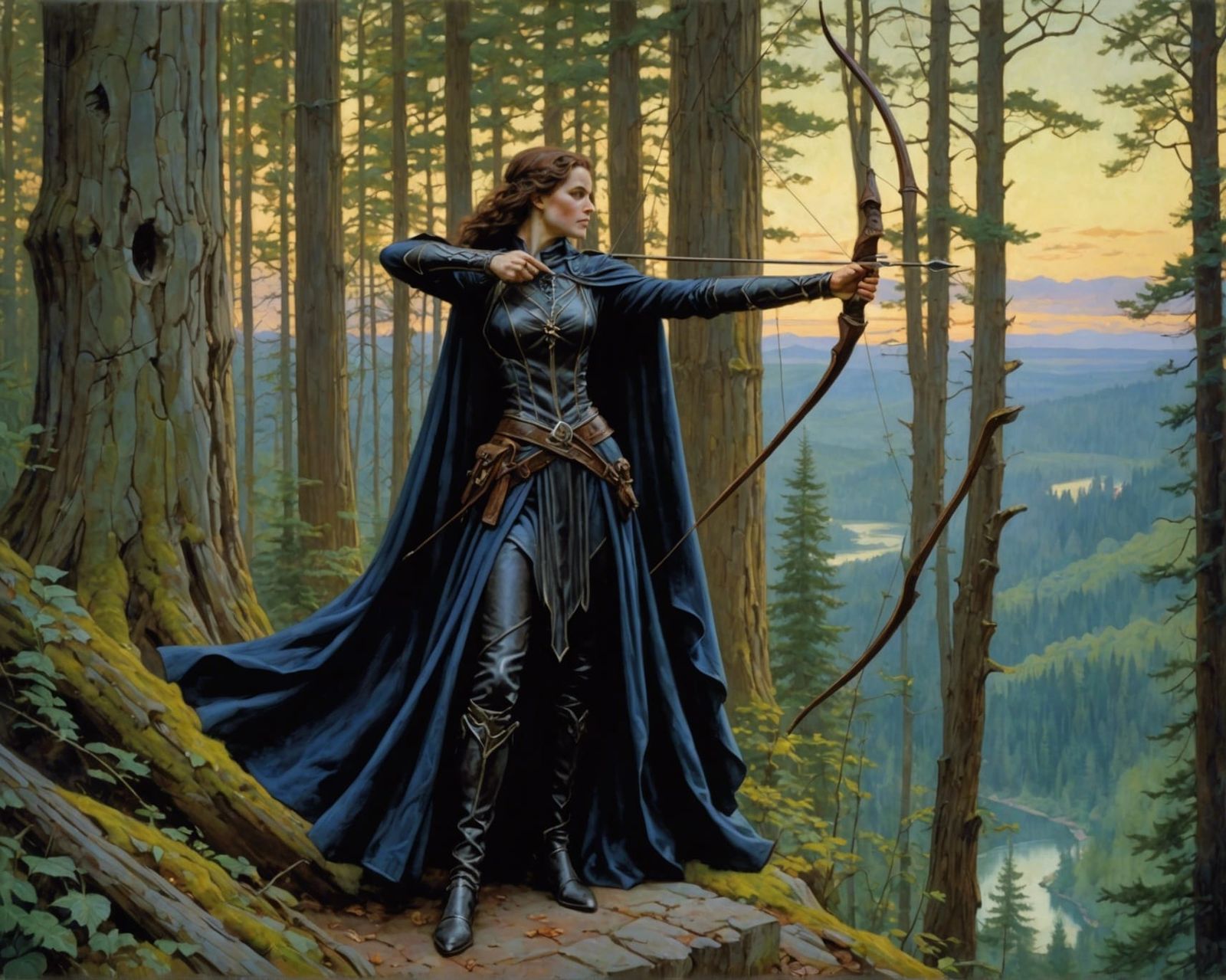 Elven Archer in Dark Fantasy Style