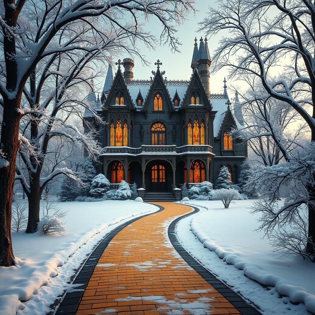 Antique House in Winter Wonderland, Fantasy Concept Art