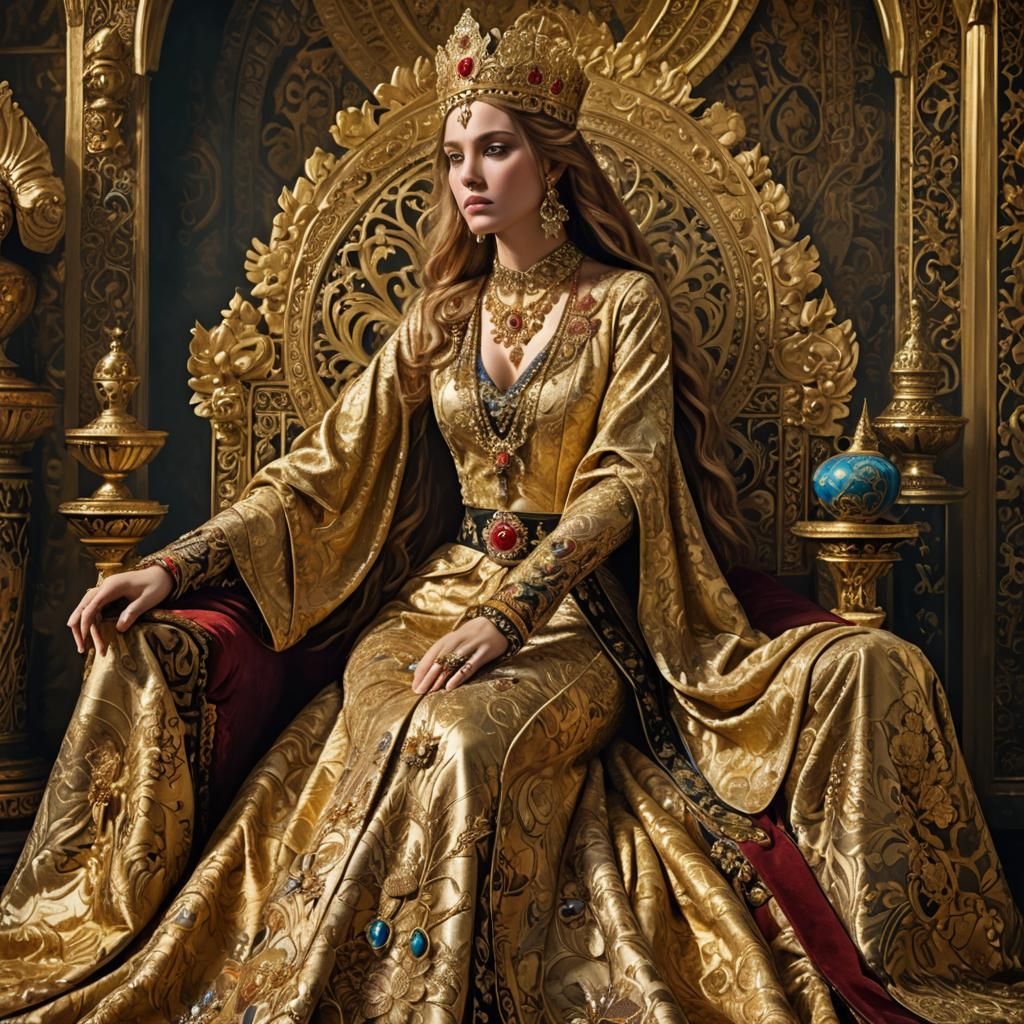 Regal Byzantine Empress Portrait in Detailed Matte Style