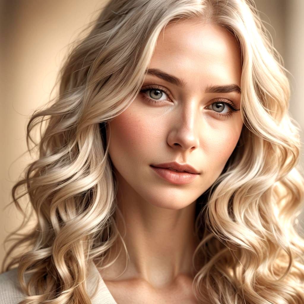 Detailed Portrait of a Blonde Woman with Soft Lighting