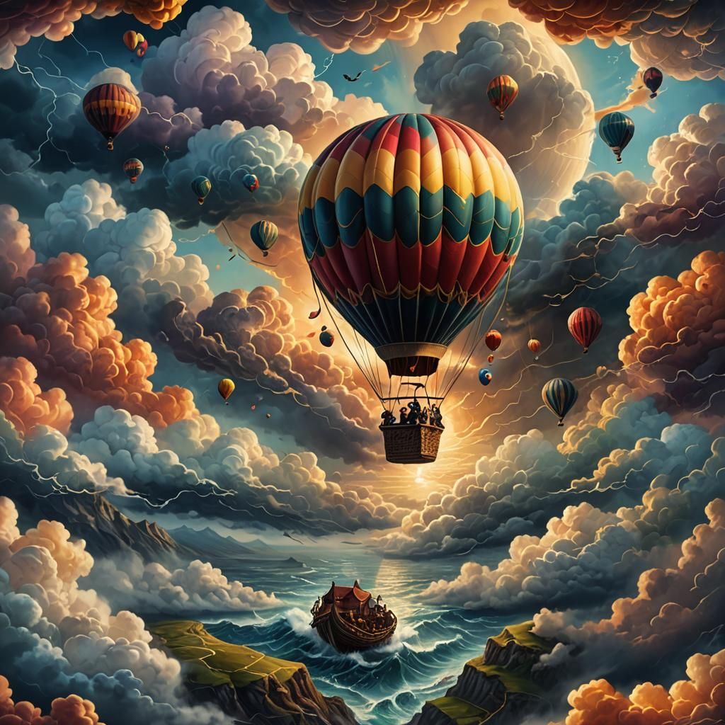 Storm Chaser Soaring Above Stormy Clouds: Fantasy Art