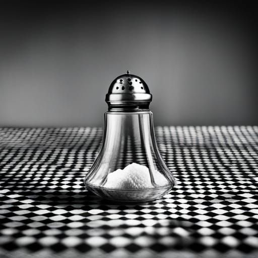 Monochrome Photograph of a Glass Salt Shaker