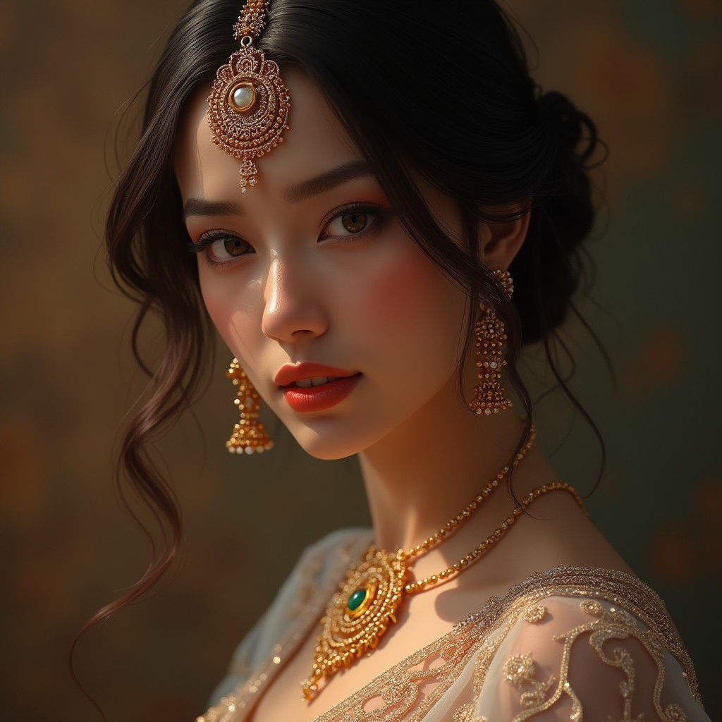 Elegant Woman Portrait with Dramatic Lighting