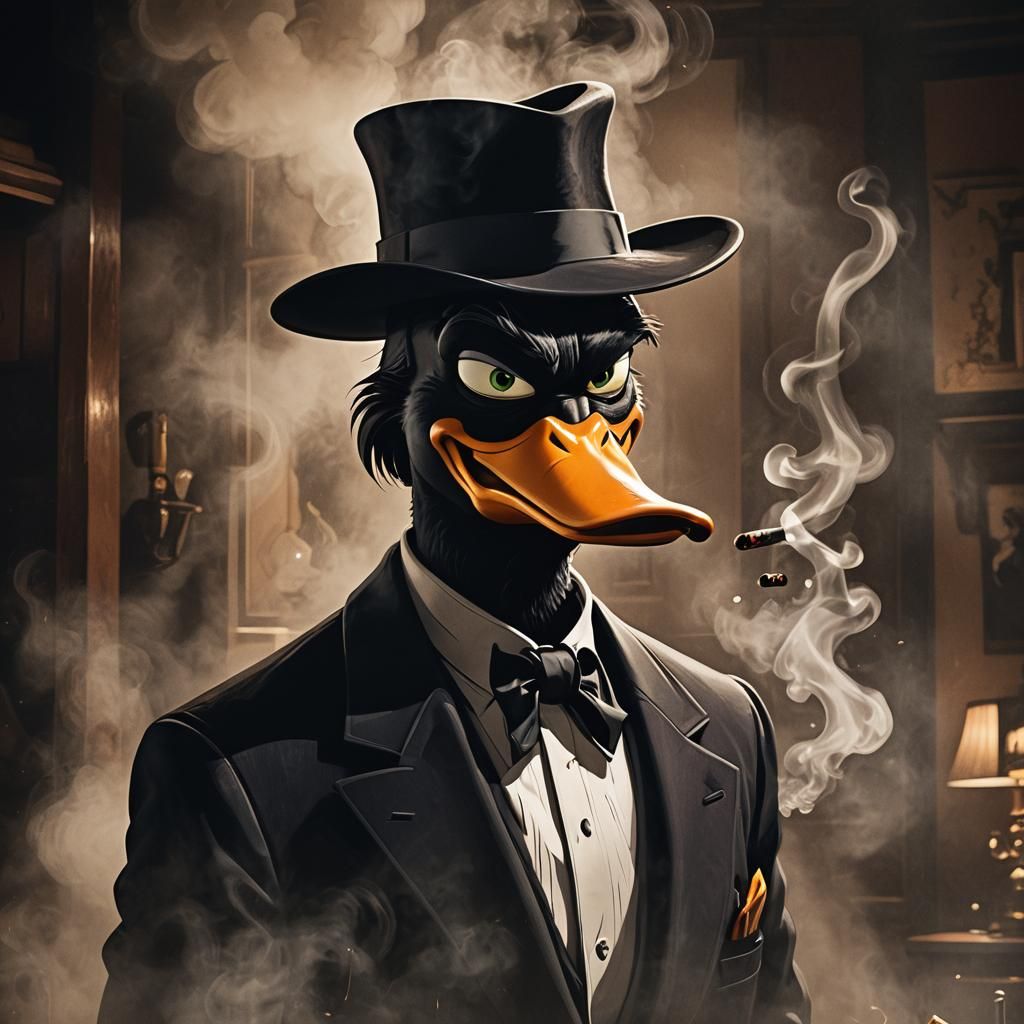 Daffy Duck as a Ruthless Mob Boss in Noir Style