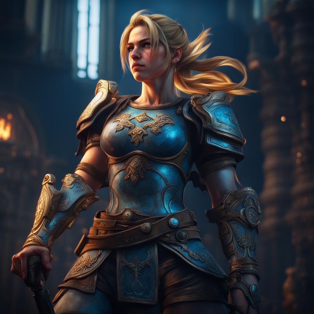 Hyperrealistic Sophitia Portrait in Splash Art Style