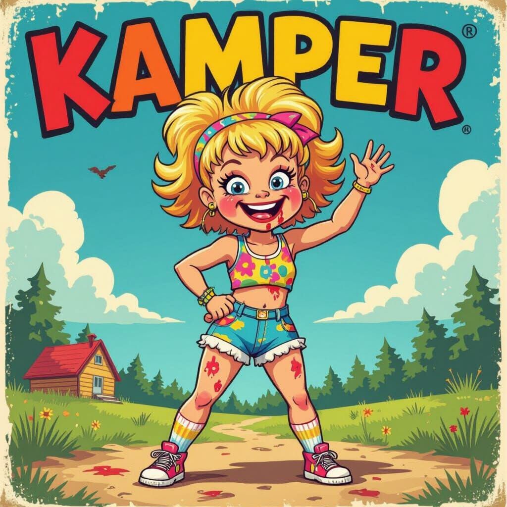 Kamper Krista: Garbage Pail Kid in Vintage Style