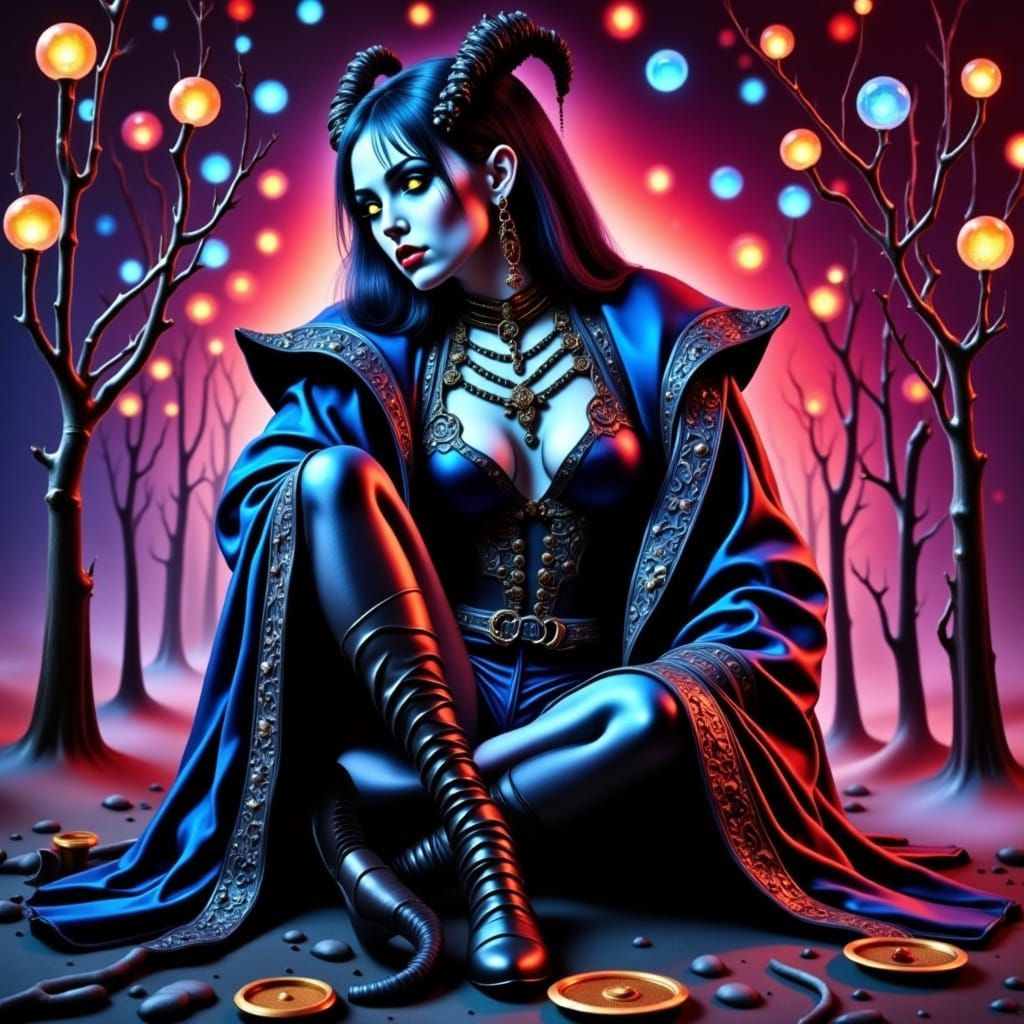 Gothic Punk Elf Queen in Splash Art Style