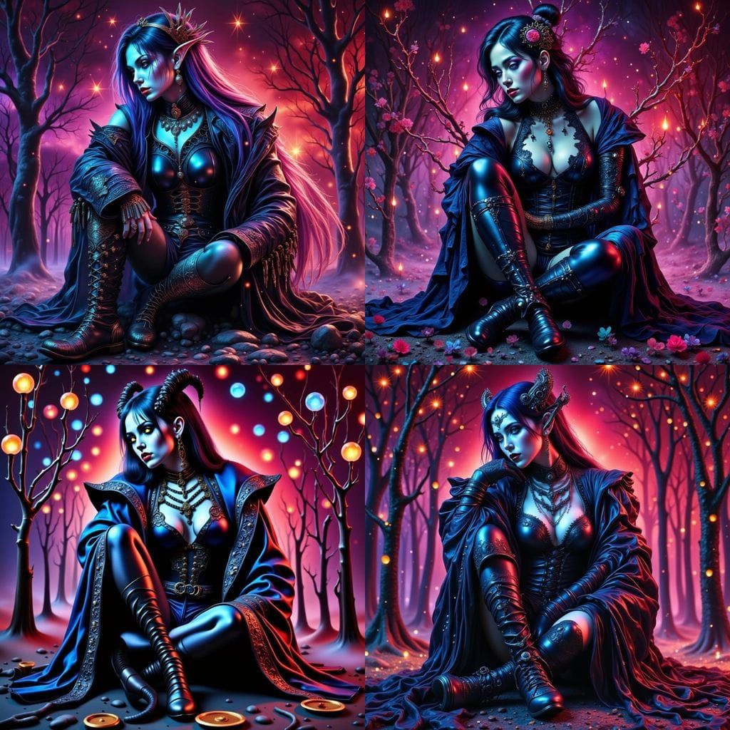 Gothic Punk Elf Queen in Hyperrealistic Style