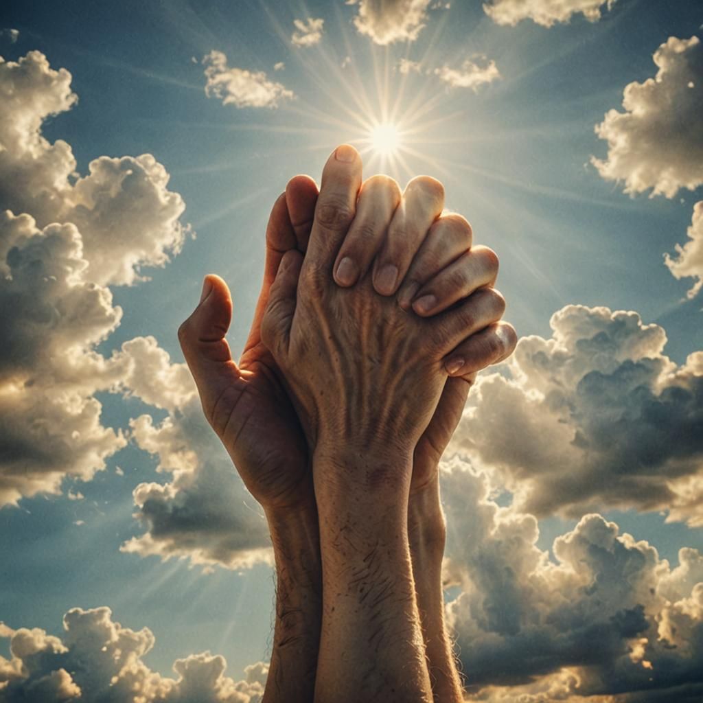 Interlocking Hands in Golden Hour Sunlight