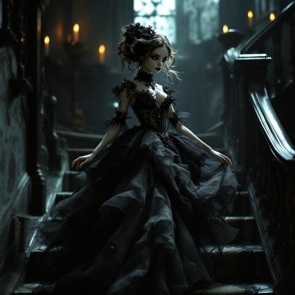 Porcelain Doll Dances in Gothic Mansion
