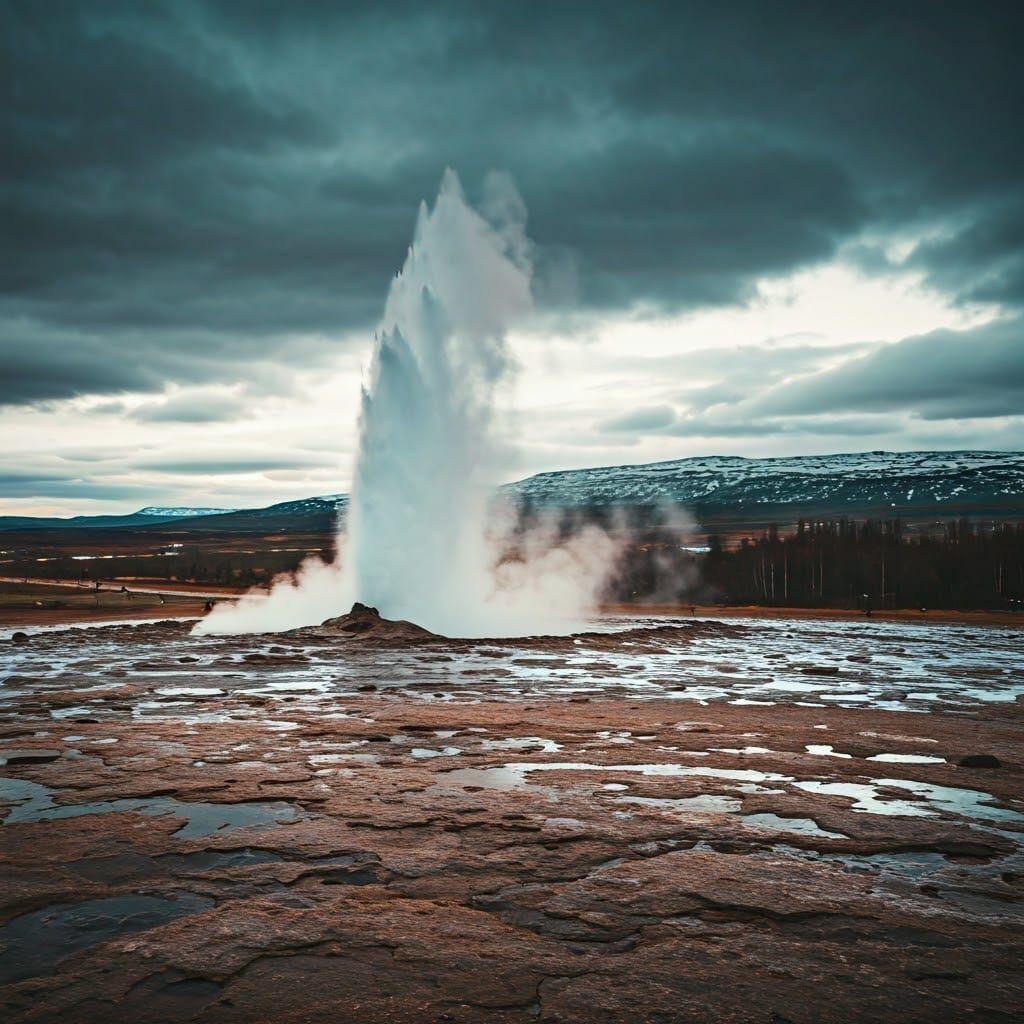 Epic Icelandic Geyser Landscape in Cinematic Style