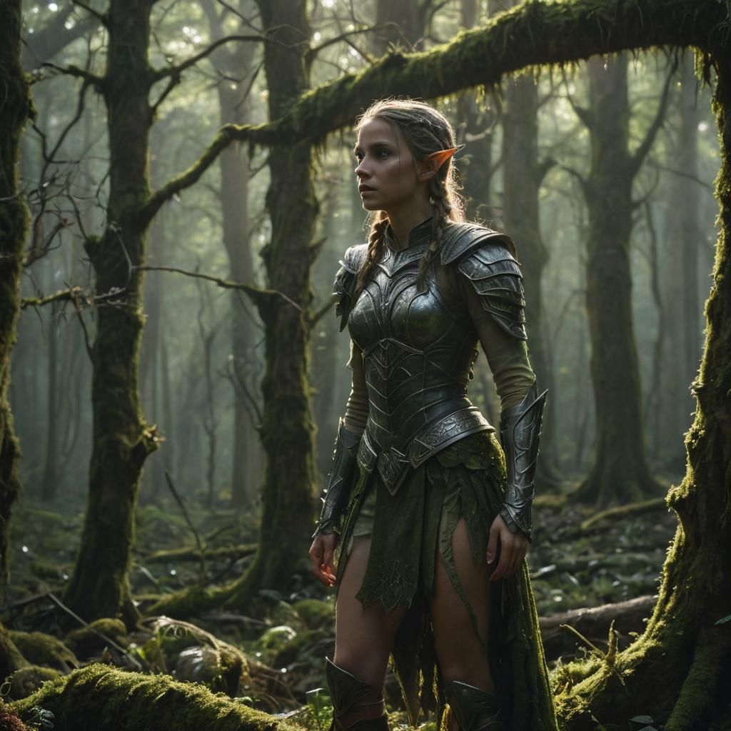 Elf in Forest: Cinematic Hyperrealistic Photography