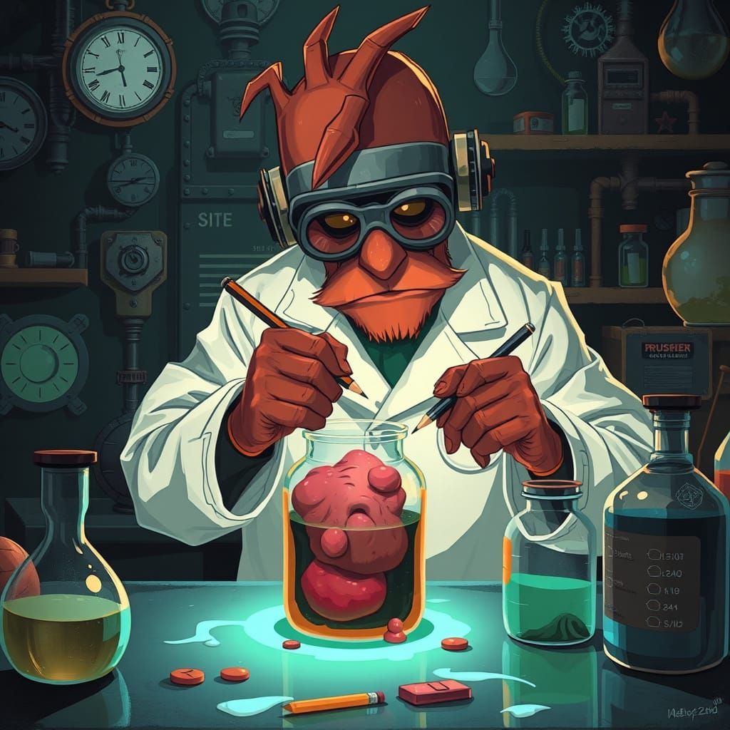 Lab Scene in Retro-Futuristic Sci-Fi Style