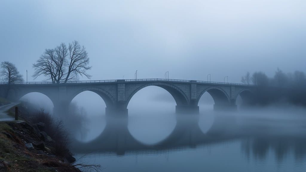 Bridges of Mystery Emerge from Foggy Landscapes