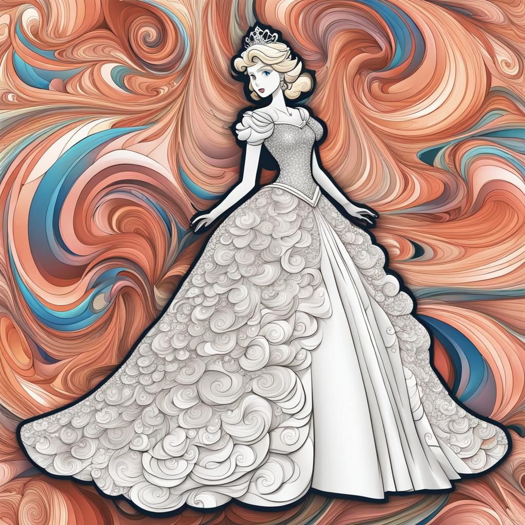Princess Peach's Mario Wedding Dress with Fractals