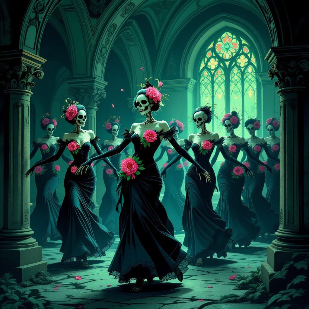 Undead Dancers Rise in Macabre Art Nouveau Style