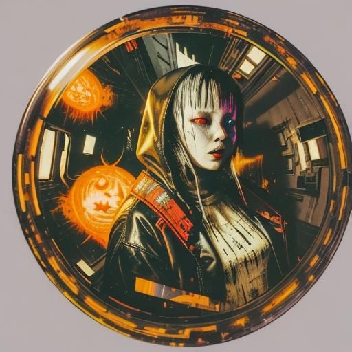 Analog Horror: Demonic Close-Up in Cyberpunk Style
