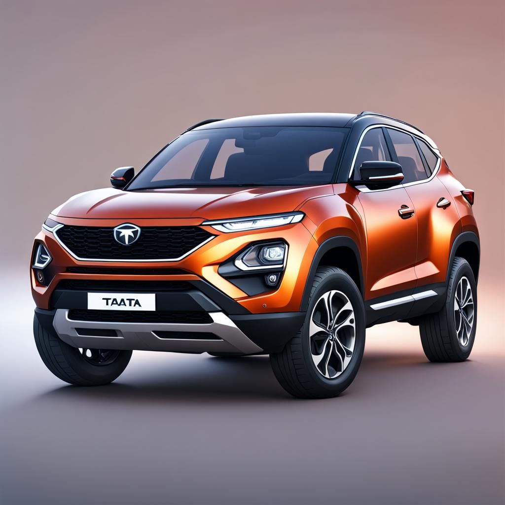 Hyperrealistic Tata Harrier Splash Art Concept