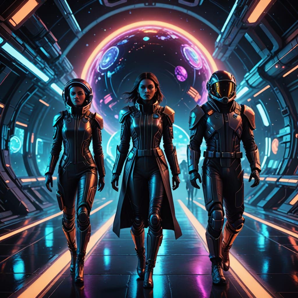 Futuristic Neon Space Suits Concept Art