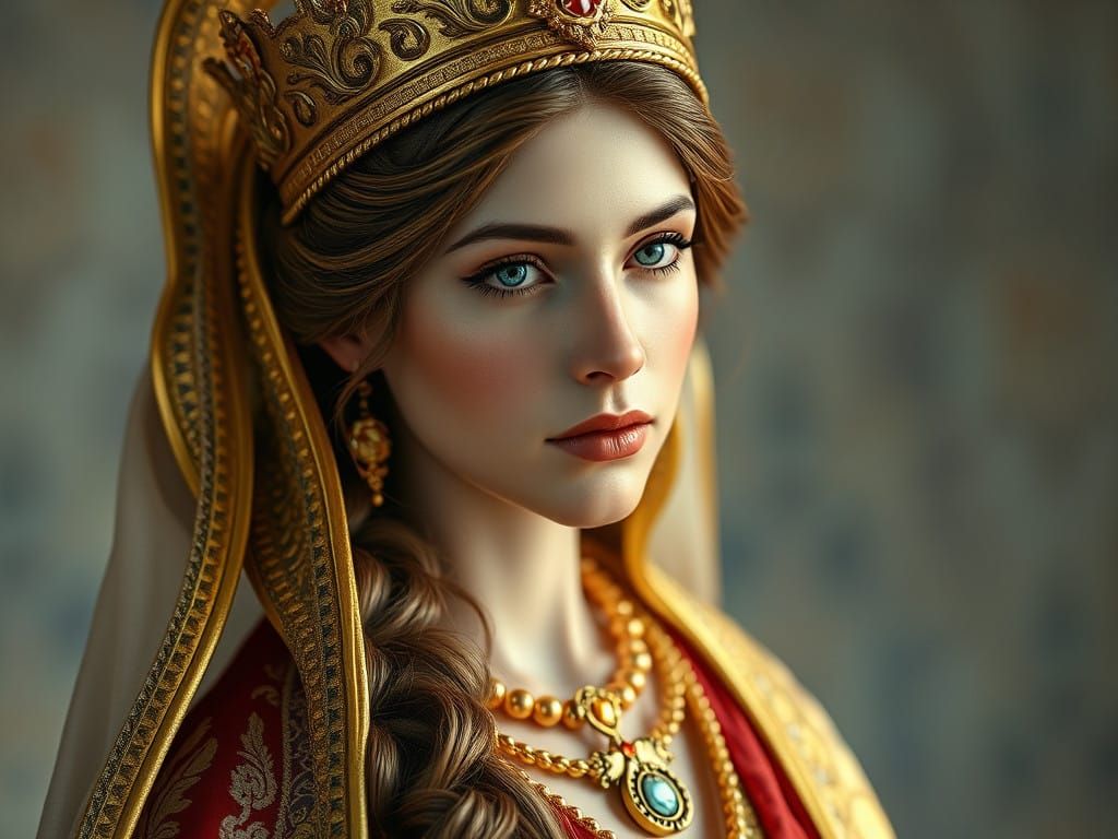 Hyperrealistic Saint Agatha in Traditional Roman Elegance